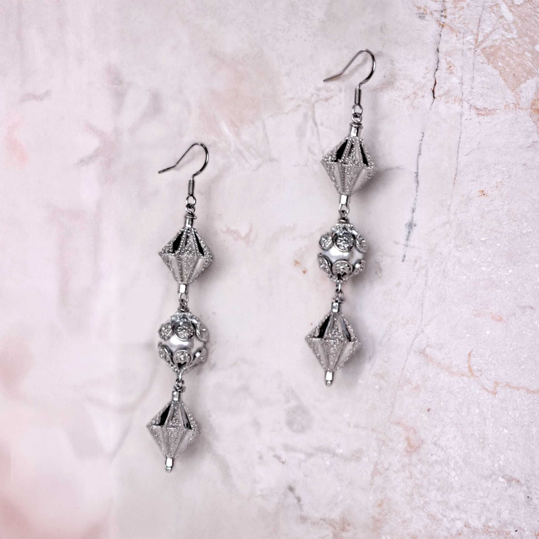 Σκουλαρίκια με Δύο Αμπράκαμους και Πέρλες