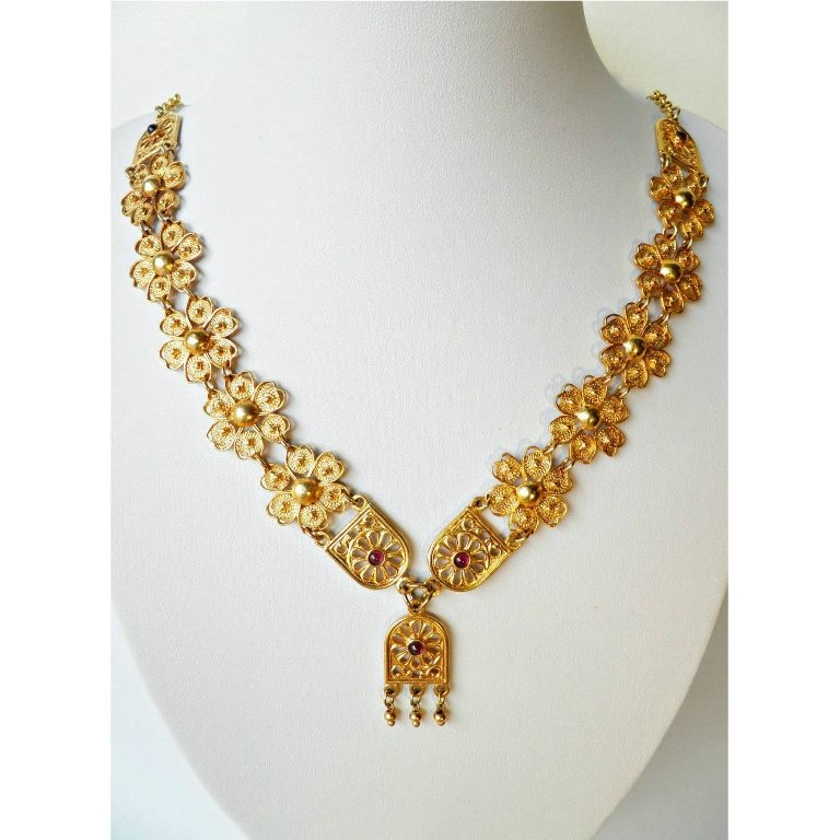 Κολιέ με Φιλιγκρί Μαργαρίτες και Κόκκινες Πέτρες ' - ' ΚΟΛΙΕ & ΜΕΝΤΑΓΙΟΝ